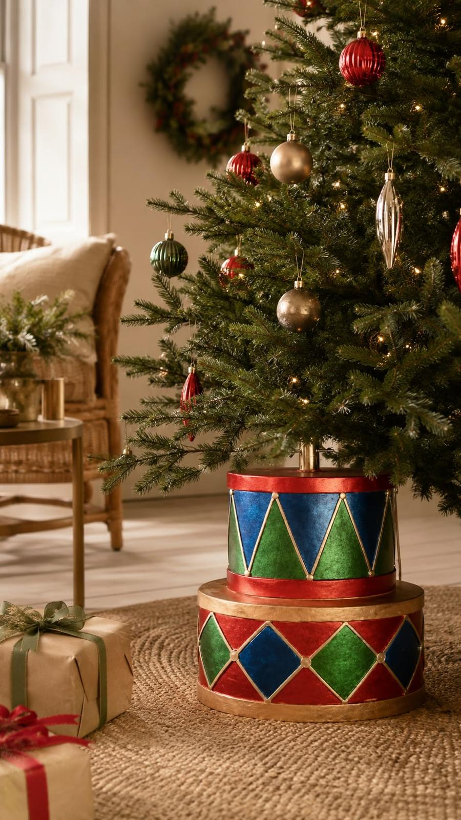 Pie de árbol Navidad Tambor 40x46 cm